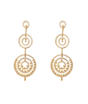 Brincos C�rculos cravejados de Safiras Brancas