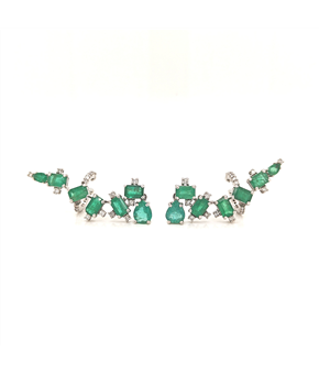 Earcuff Esmeraldas e Brilhantes