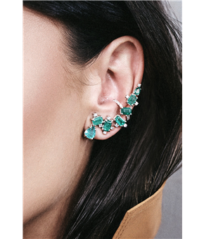 Earcuff Esmeraldas e Brilhantes
